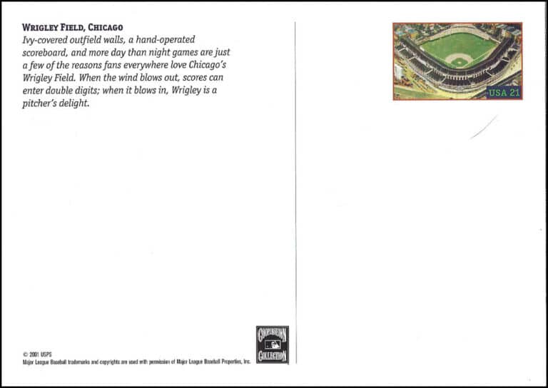 Wrigley Field, Legendary Playing Fields, U.S. Postcard, 21¢