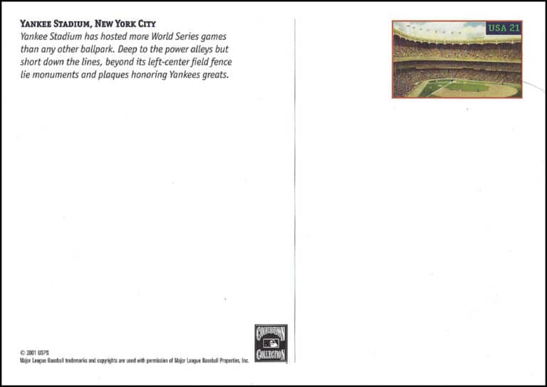 Yankee Stadium, Legendary Playing Fields, U.S. Postcard, 21¢