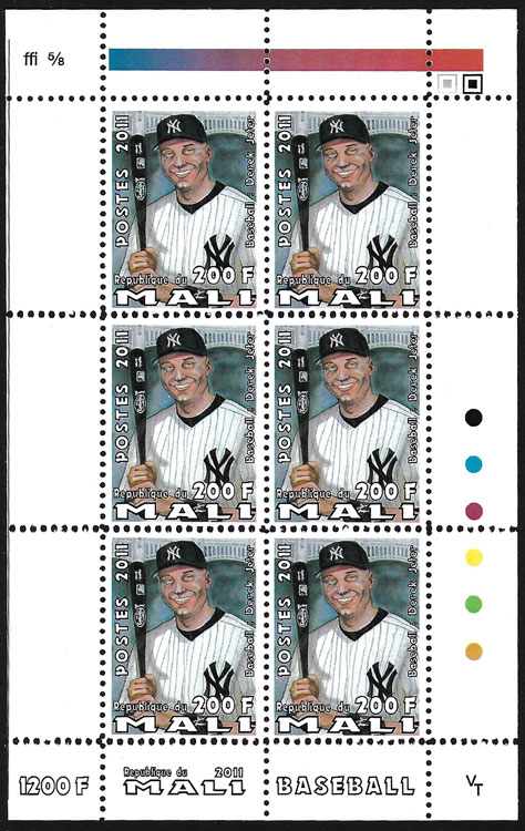 2011 Mali – Derek Jeter Baseball Souvenir Sheet