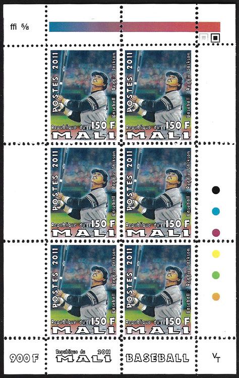2011 Mali – Reggie Jackson Baseball Souvenir Sheet