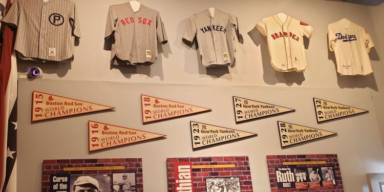 Babe Ruth's jersey on display at the Yankee museum.