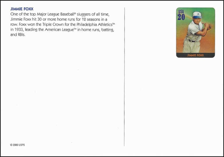 Legends of Baseball Postcard – Jimmie Foxx