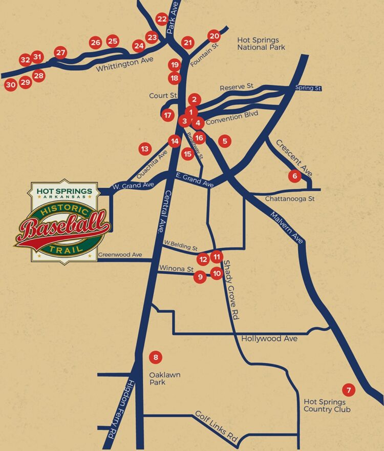 Hot Springs Historic Baseball Trail Map