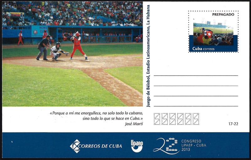 2013 Cuba – Prepaid Postcard from Latin American Baseball Games