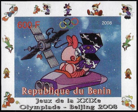 2008 Benin – Olympics in Beijing - Disney in Space with Daisy Duck on Rocket