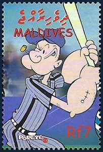 2003 Maldives – Popeye – Summer Sports – Baseball single