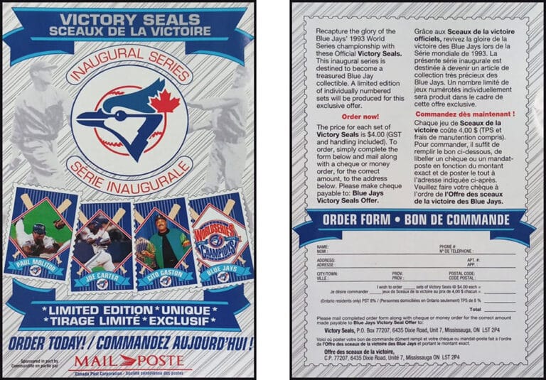 1993 Toronto Blue Jays – Victory Seals – Advertising Flyer