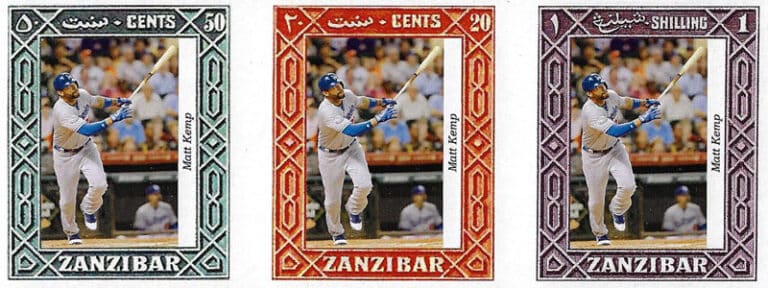 2012 Zanzibar – Matt Kemp, 20¢, 50¢, 1s