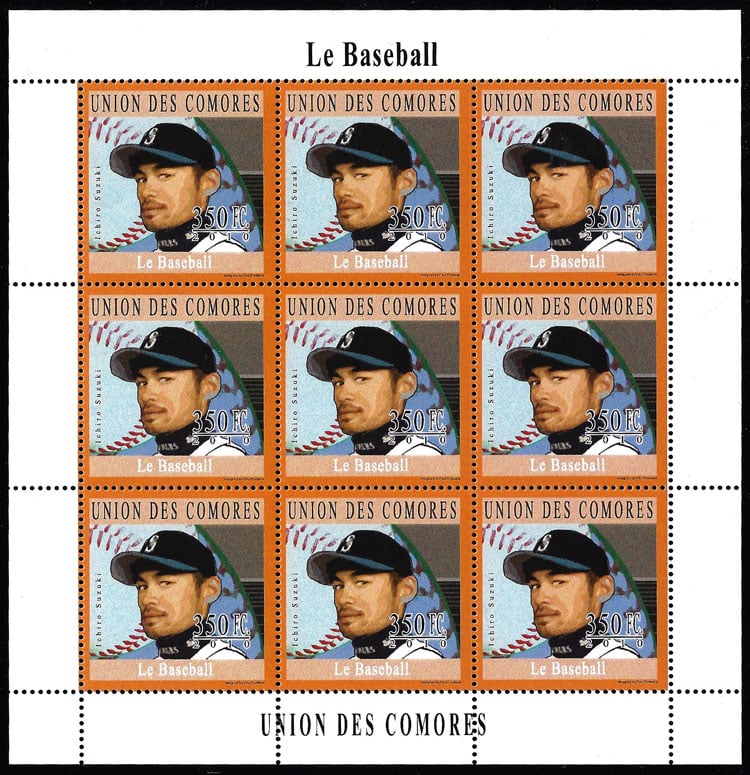 2010 Comoro Islands – Le Baseball, Ichiro Suzuki (9 values)