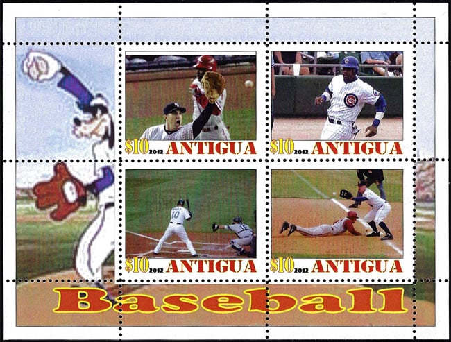 2012 Antigua – Baseball (4 values), margin on left