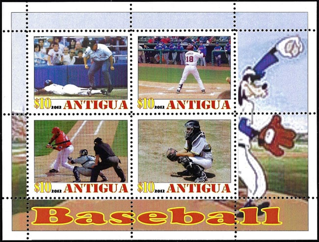 2012 Antigua – Baseball (4 values), margin on right