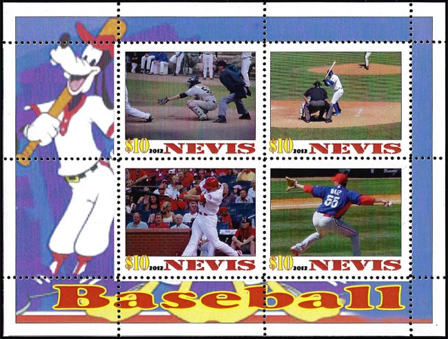 2012 Nevis – Baseball (4 values), margin on left