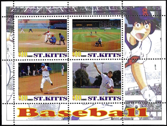 2012 St. Kitts – Baseball (4 values), margin on right