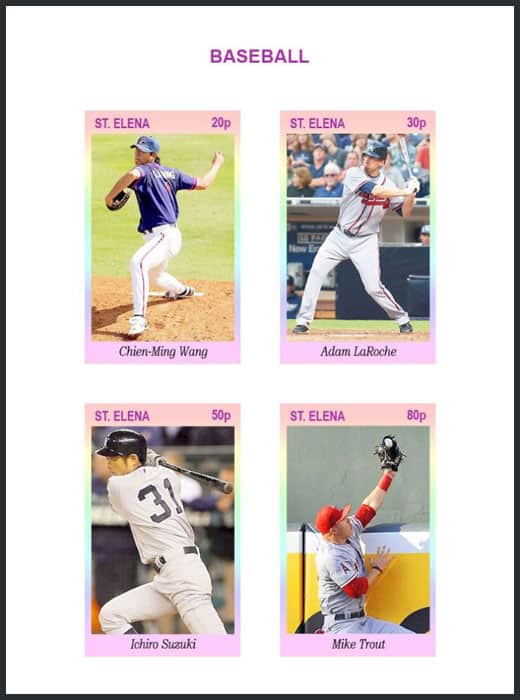2013 St. Elena – Baseball with Chien Ming-Wang, Mike Trout, Adam LaRoche, Ichiro Suzuki