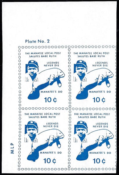 1983 USA - The Manatee Local Post Salutes Babe Ruth postage stamp sheet