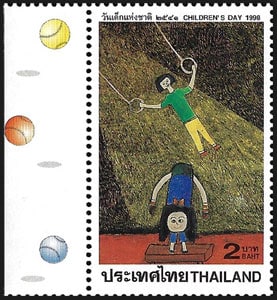 1998 Thailand – Children's Day with baseball in margin
