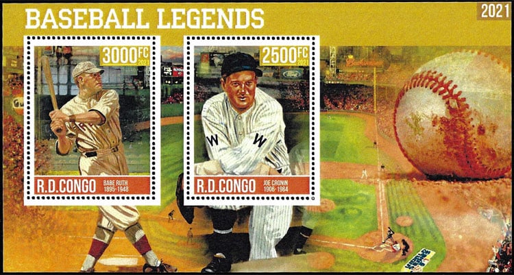 2021 Congo – Baseball Legends (4 values) with Joe Cronin & Babe Ruth