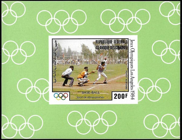 1984 Comoro Islands – Olympic Games (200 Francs) – Batter Souvenir Sheet