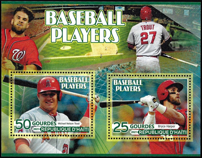 2021 Haiti – Baseball Players (2 values) with Mike Trout & Bryce Harper