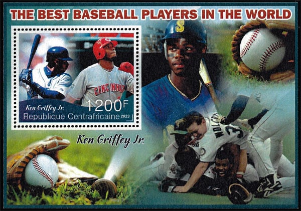 2023 Central African Republic – The Best Baseball Players In the World (1 value) with Ken Griffey, Jr. – B