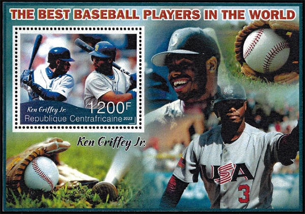 2023 Central African Republic – The Best Baseball Players In the World (1 value) with Ken Griffey, Jr. – C