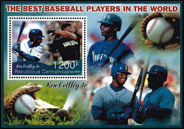 2023 Central African Republic – The Best Baseball Players In the World (1 value) with Ken Griffey, Jr. – F