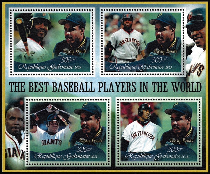 2023 Gabon – The Best Baseball Players In the World (4 values) with Barry Bonds