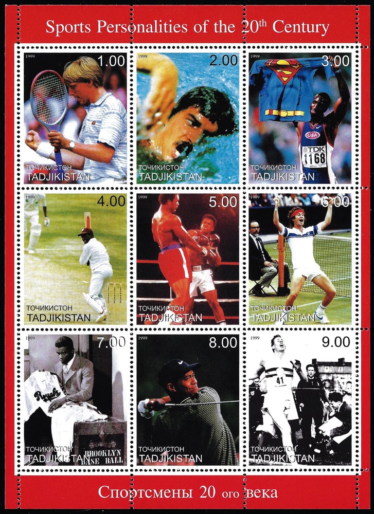 1999 Tajikistan – Sports Personalities of the 20th Century with Jackie Robinson