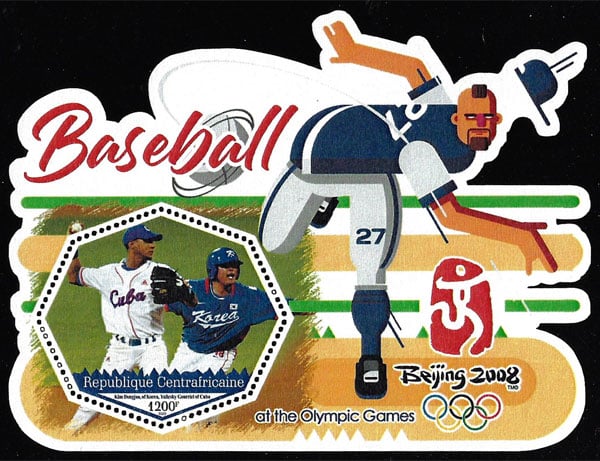 2022 Central African Republic – Olympic Baseball in Beijing 2008 (1 value) with Kim Donjoo, Yuliesky Gourriel