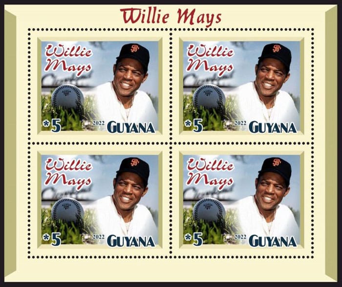 2022 Guyana – Willie Mays (4 values) – B