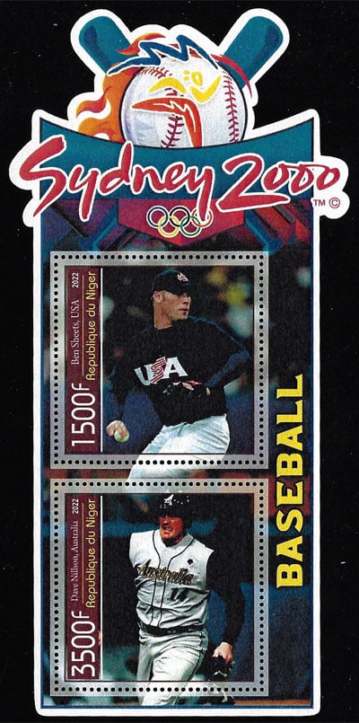 2002 Niger – Olympic Baseball in Sydney 2000 (2 values) with Ben Sheets, Dave Nillson