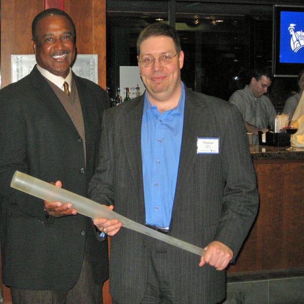 Liberty Mutual Glass Baseball Bat at Corporate Event at Fenway Park