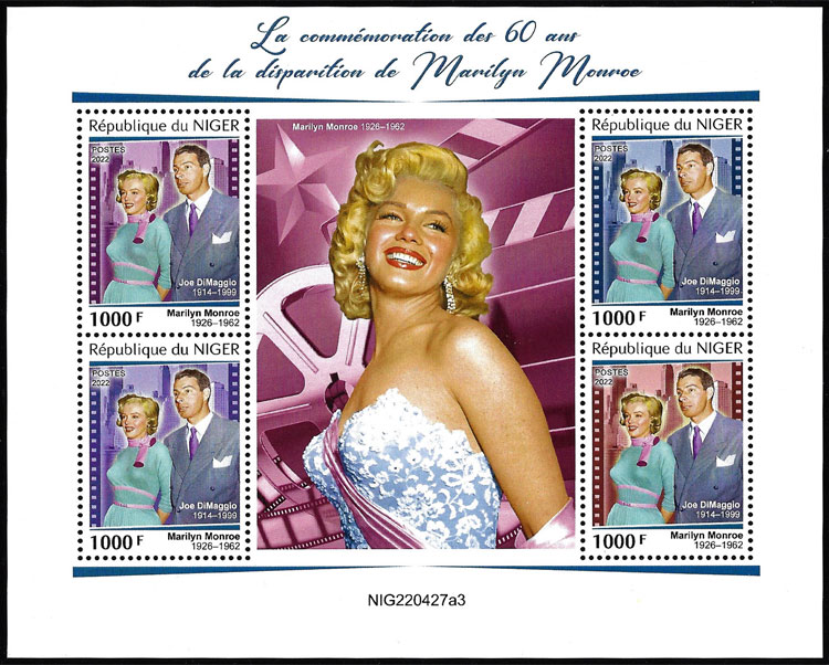 2022 Niger – 60th Anniversary of the death of Marilyn Monroe (4 values)