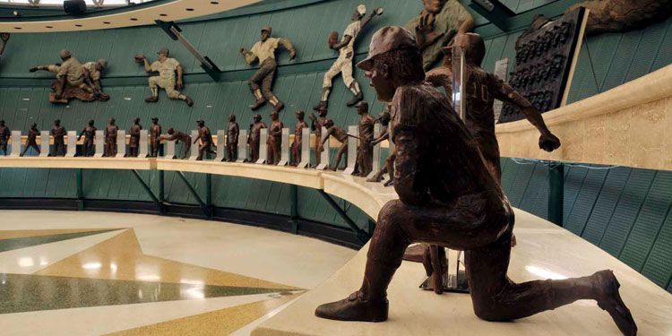 Bronze Baseball Statues in the Hall of Fame Gallery