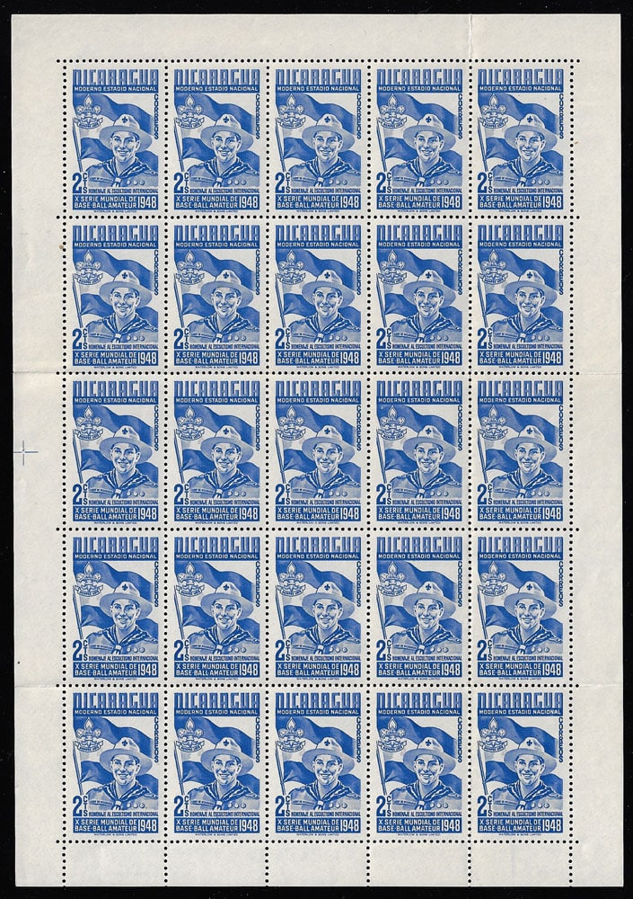 1949 Nicaragua – 10th World Series of Amateur Baseball – 2¢ Sheet – Boy Scouts