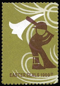 1969 Easter Seals – Lefty Baseball Batter stamp