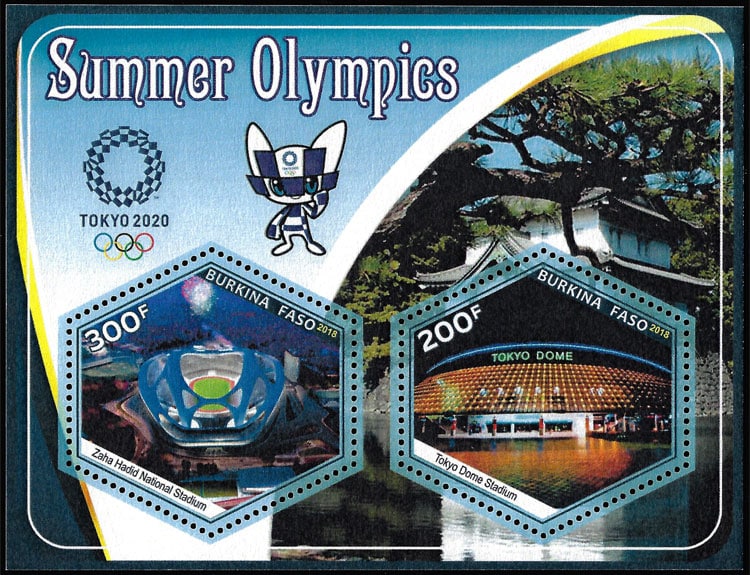 2018 Burkina Faso – Summer Olympics in Tokyo 2020 with Zaha Hadid National Stadium & Tokyo Dome Stadium
