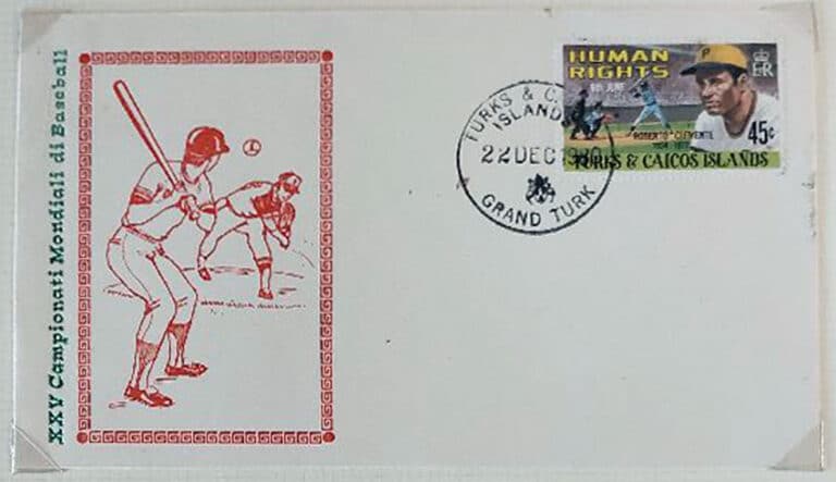 1980 Turks & Caicos – Human Rights, Roberto Clemente First Day Cover