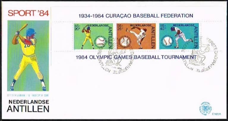 1984 Netherlands – 50 Years Curacao Baseball Federation Souvenir Sheet First Day Cover