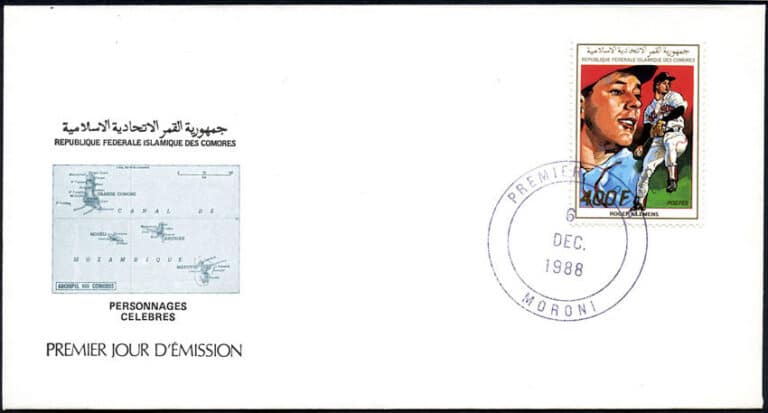 1988 Comoro Islands – Roger Clemens First Day Cover