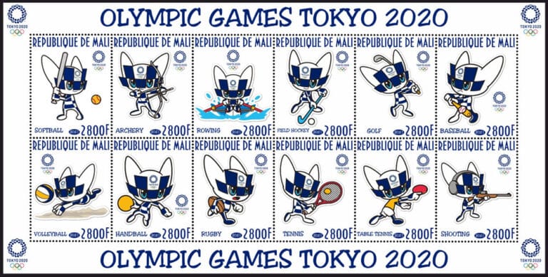 2021 Mali – Olympic Games in Tokyo SS, with baseball and softball (12 values)