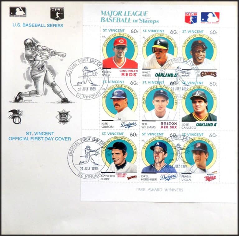 1989 St. Vincent – Major League Baseball in Stamps First Day Cover