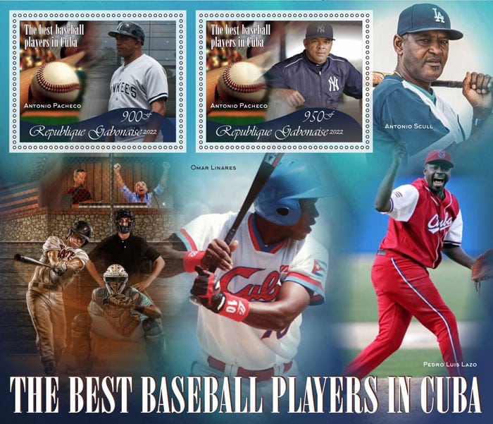 2022 Gabon – The Best Baseball Players in Cuba, 2 values with Antonio Pacheco