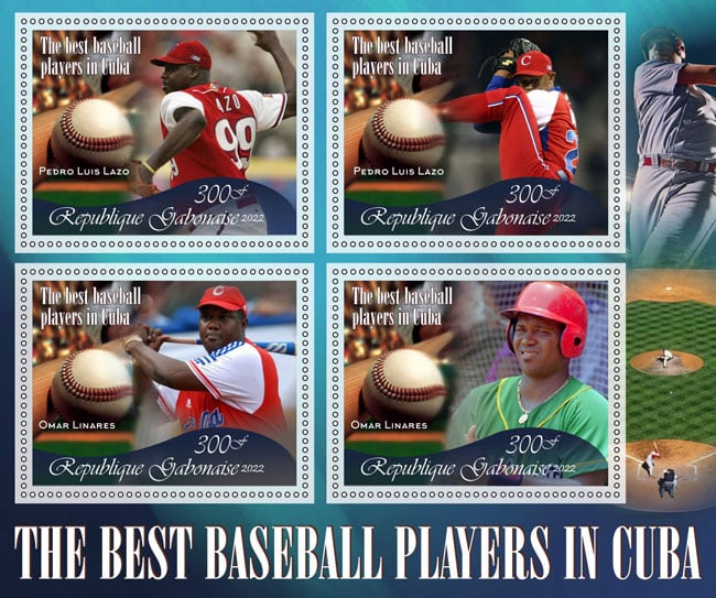 2022 Gabon – The Best Baseball Players in Cuba, 4 values with Pedro Luis Lazo & Omar Linares