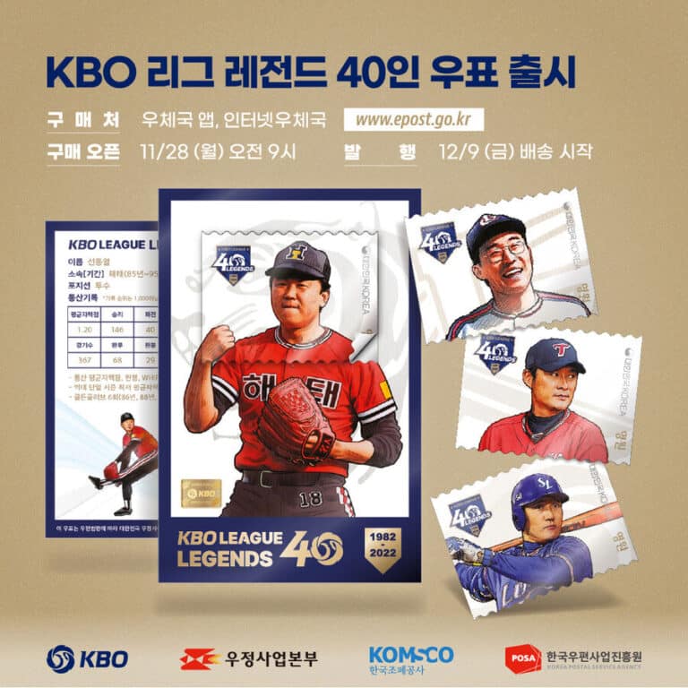 2022 Korea – KBO League 40th Anniversary Legends Forever Stamp Set Promo