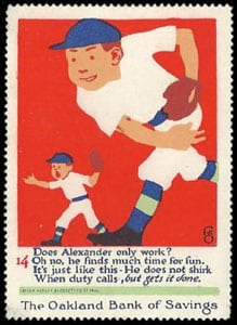 1914 – The Oakland Bank of Savings (baseball stamp)