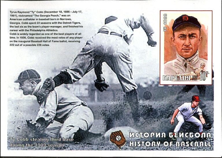 2010 Karelia – History of Baseball: Ty Cobb postcard