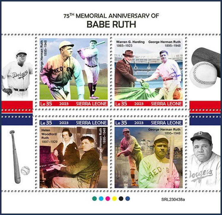 2023 Sierra Leone – 75th Memorial of the Death of Babe Ruth (4 values)