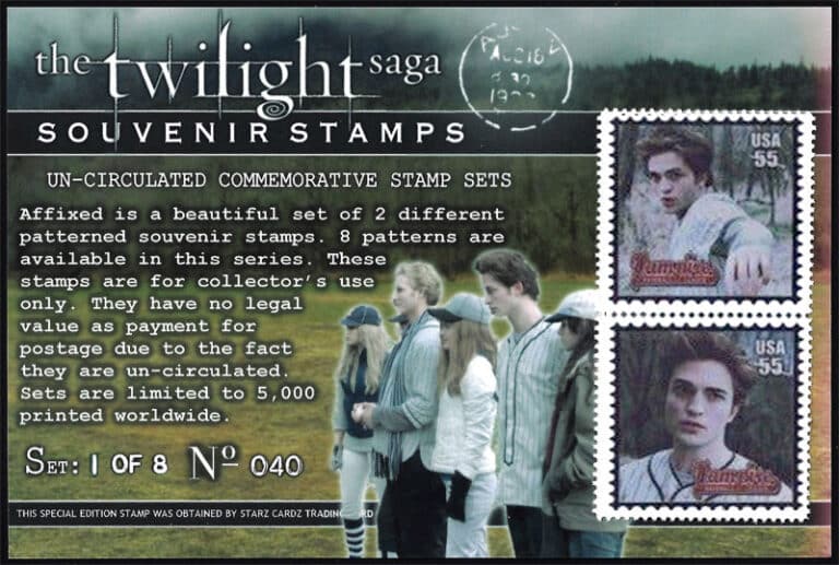 The Twilight Saga Souvenir Stamps – Vampire Baseball - Set 1 (Robert Pattinson as Edward Cullen)
