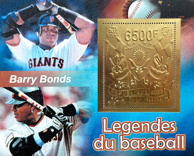 2023 Niger – Legends of Baseball, Gold Foil, Barry Bonds